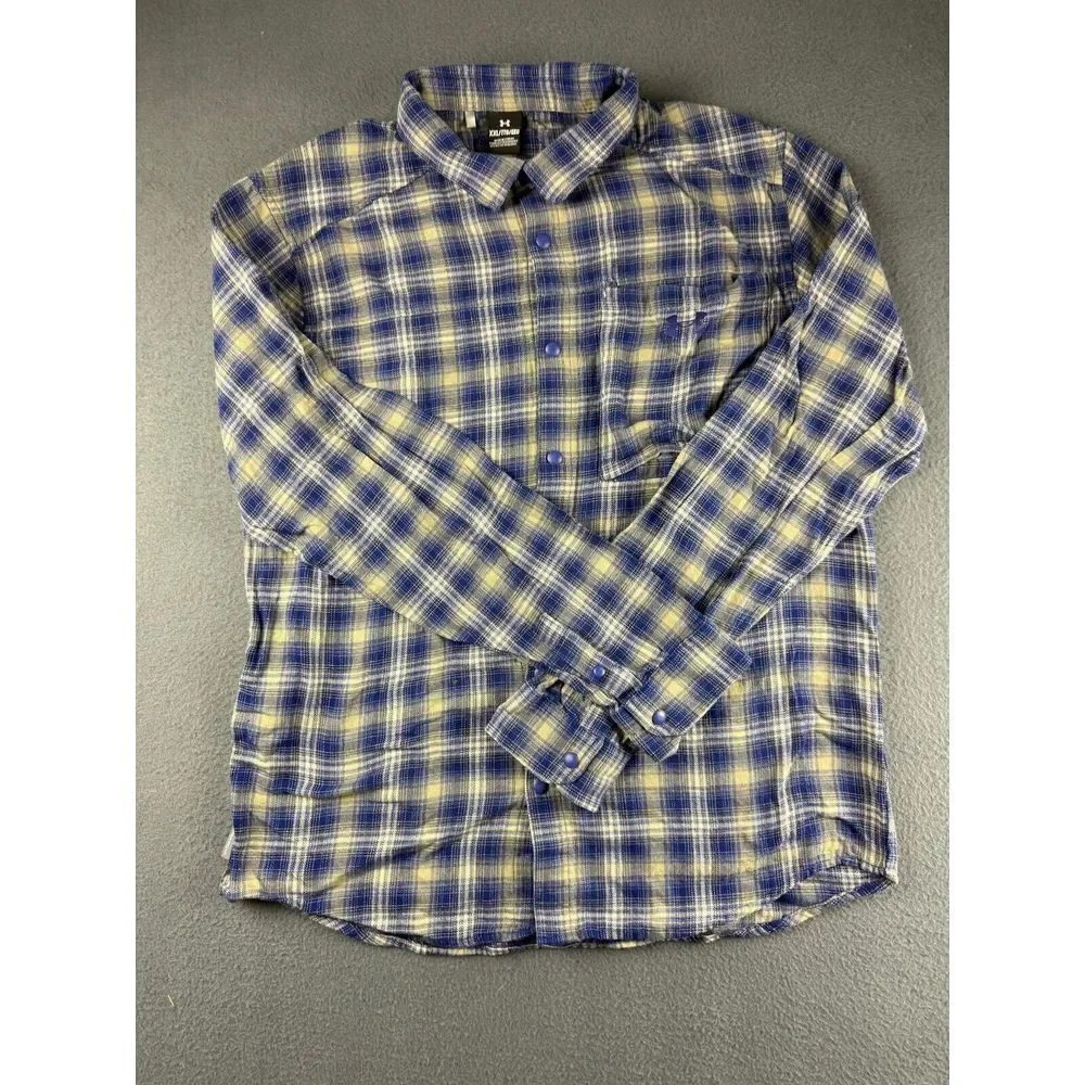 Under Armour Shirt Men's XXL Blue Tradesman Flex Flannel Check Plaid‎ Gorpcore